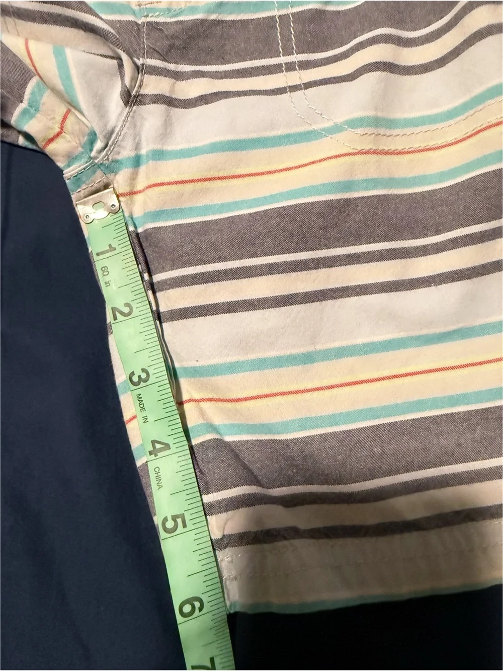 Kids Gray, Teal, and Cream Striped Pull-On Shorts